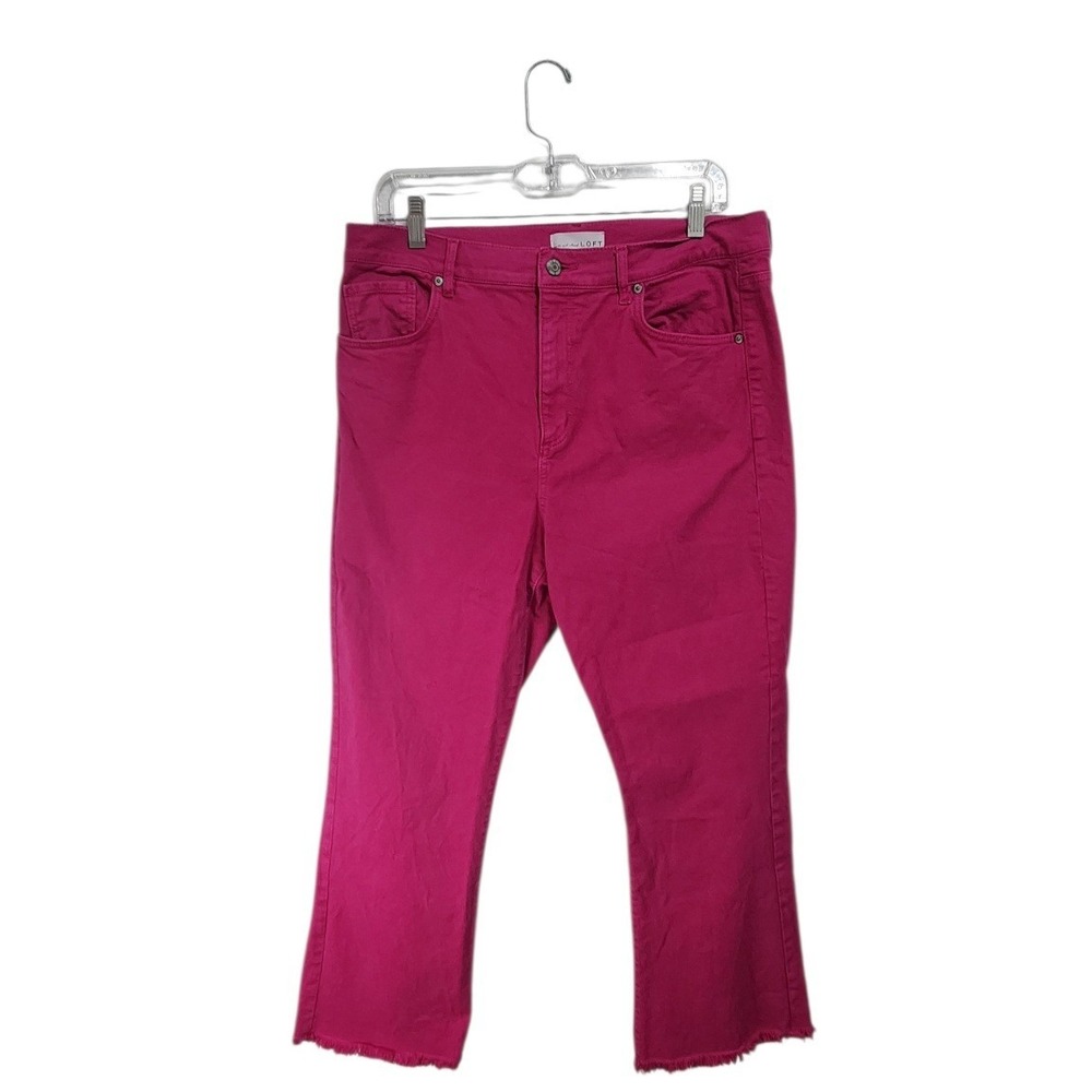 LOFT The Kick Crop Jeans Women 12 Magenta Pink‎ Excellent